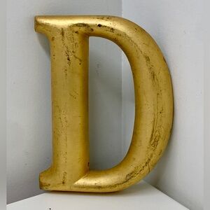 Early 20th Century Antique Gold Painted Letter D Wall Mounting Detroit Bank Sign
